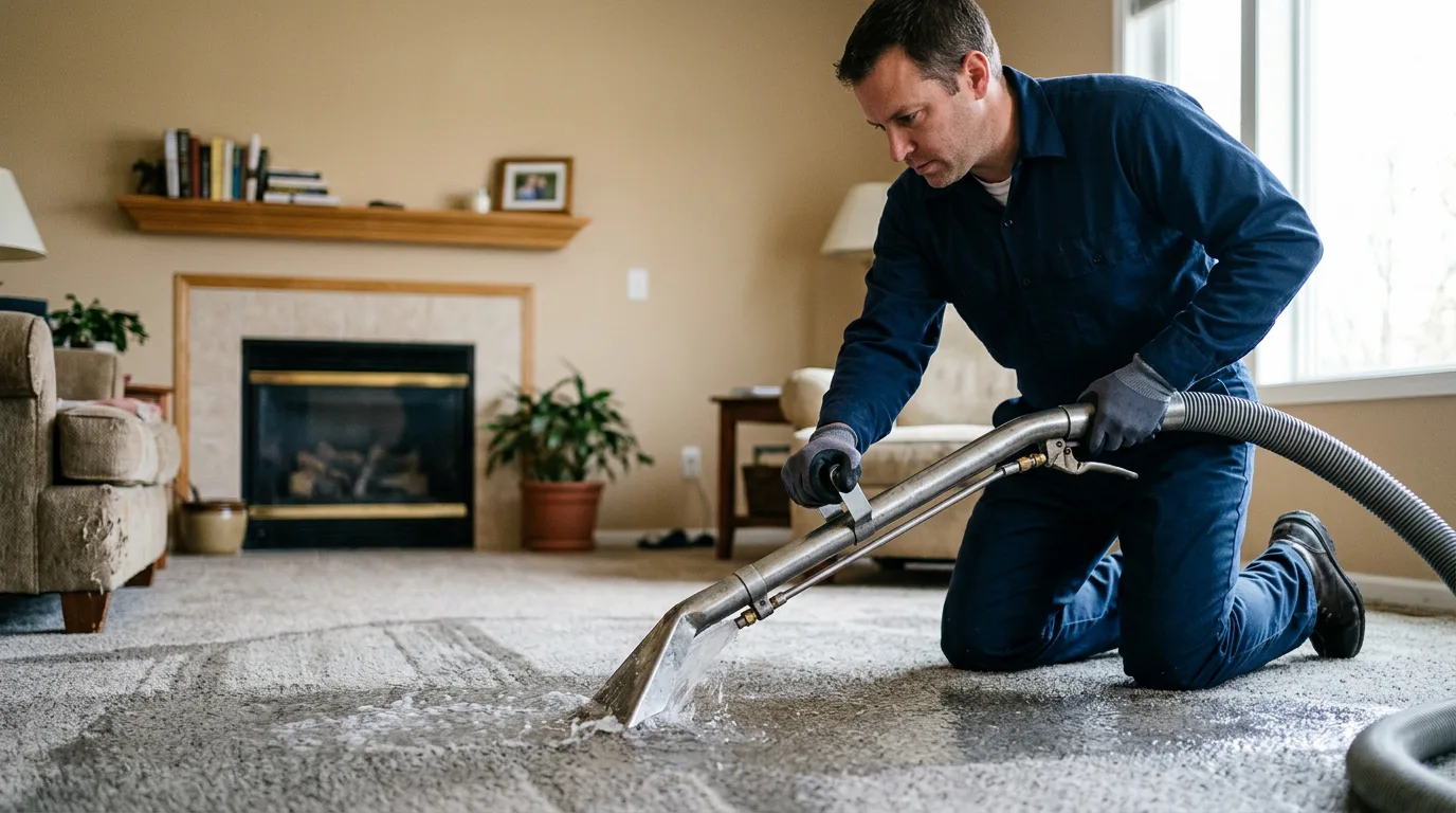 Water damage restoration technician working near Tishomingo, MS